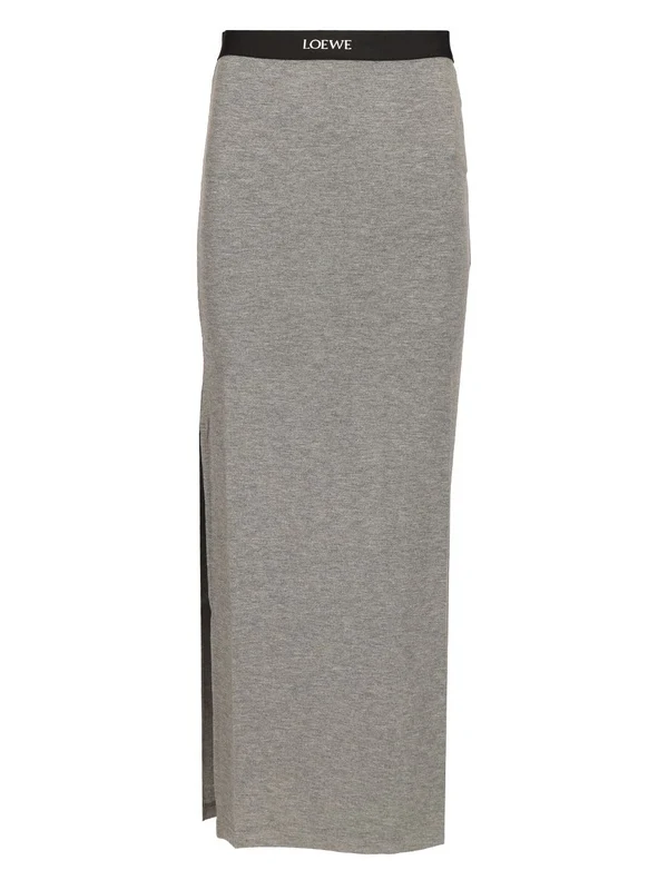 Slim-fit Logo Banding Long Skirt