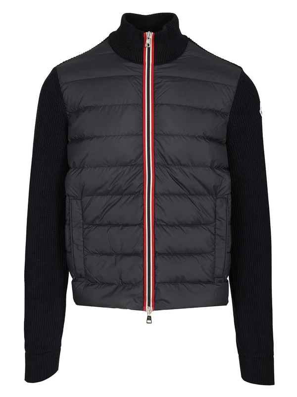 Knit Sleeve Logo Patch Padded Jacket