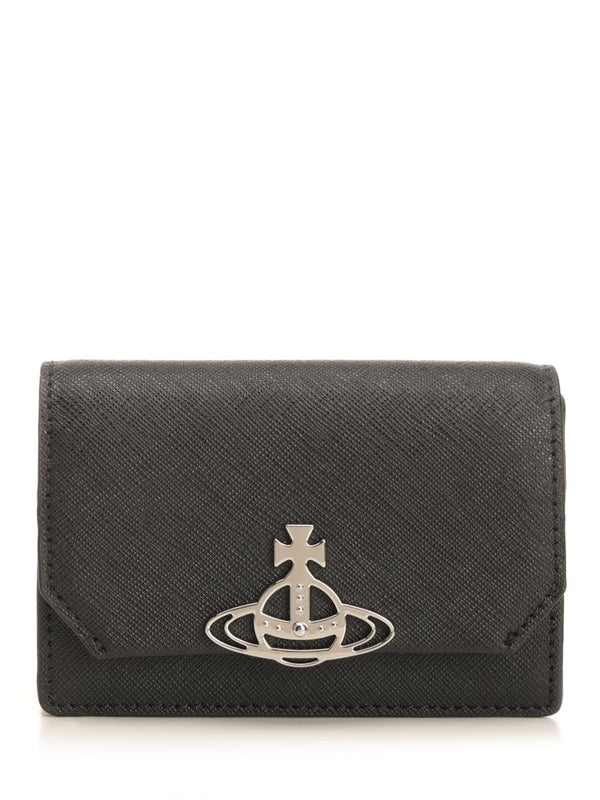 Metal Logo Leather Wallet