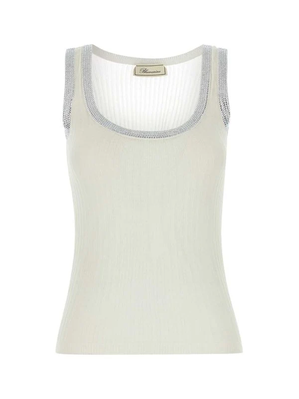 Jewel Embellished Cotton Nylon Tank Top