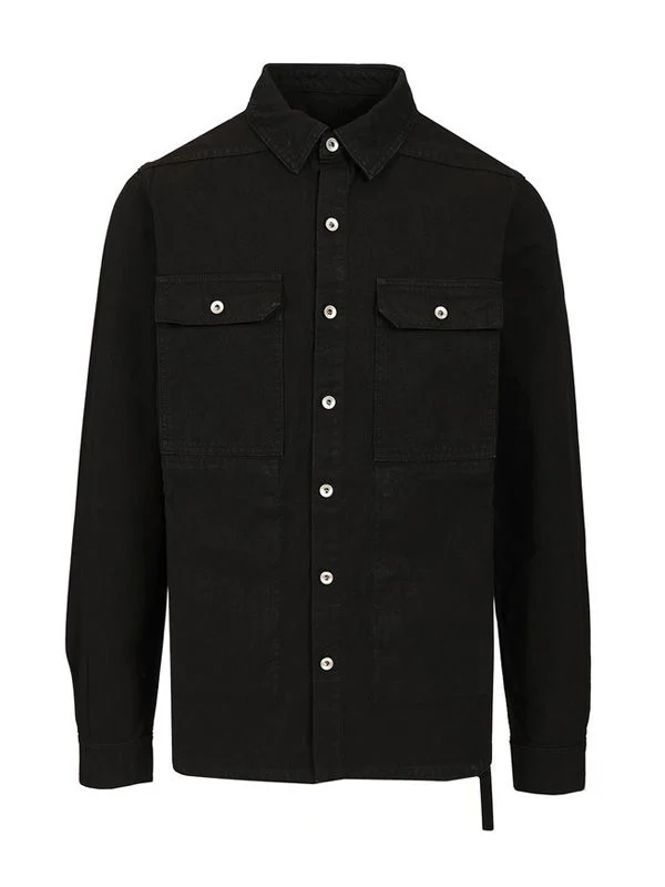 BLACK OUTERSHIRT LONG SLEEVE IN COTTON CANVAS Shirts