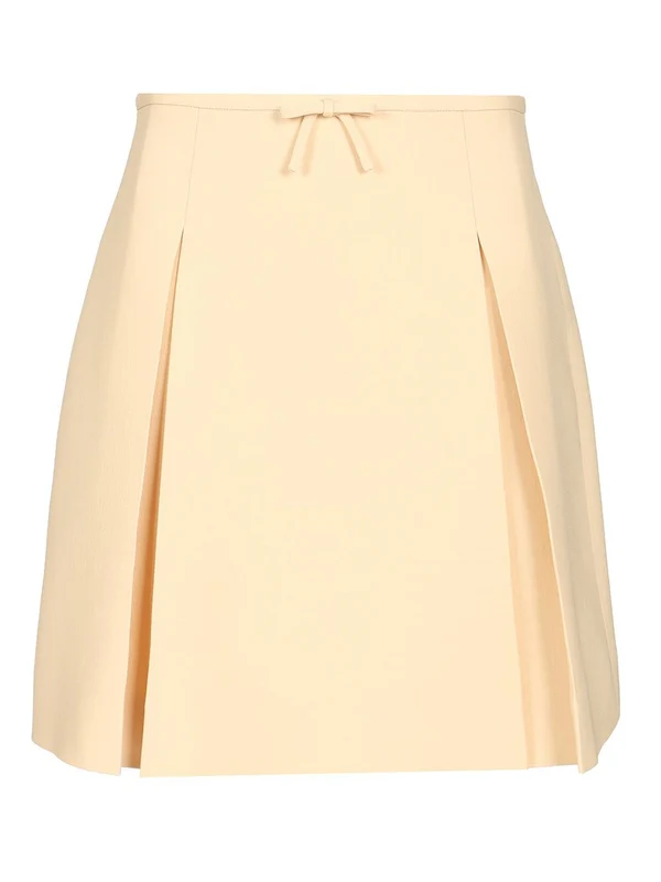 Bow Detail Wool Silk Skirt