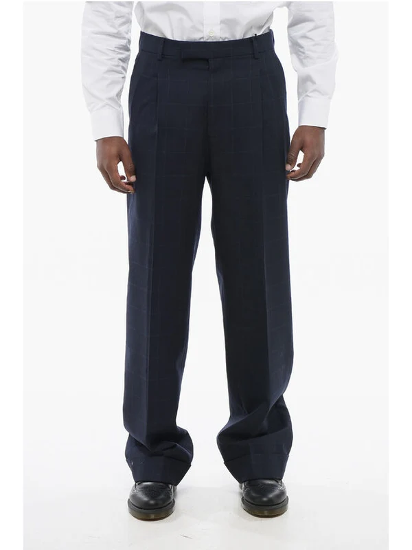 4-Pocketed Jacquard Wool Pants with Ton sur Ton Monogram Mot Trousers
