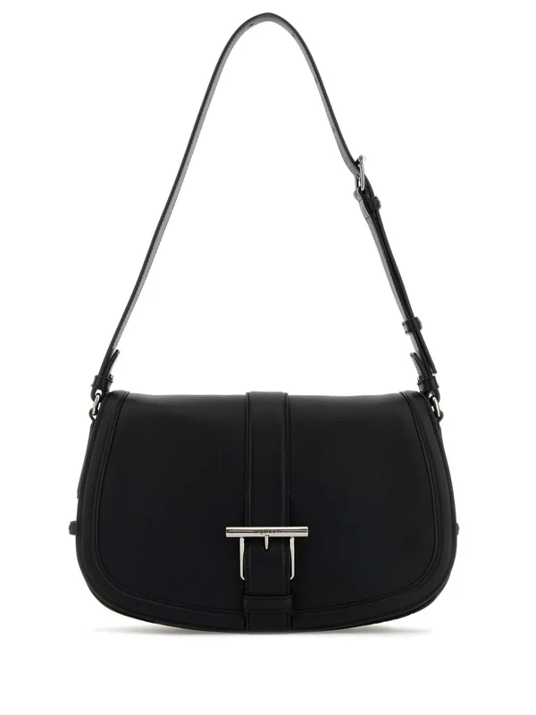 T Bar Logo Leather Large Shoulder Bag