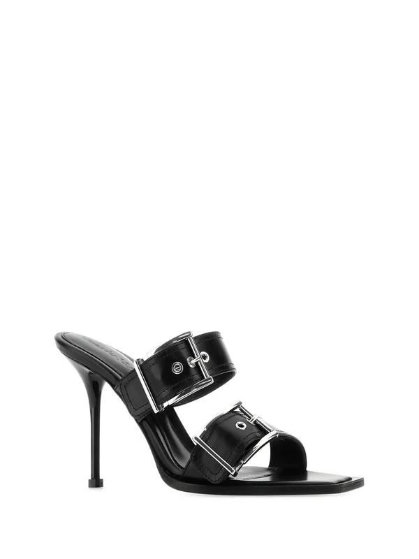 Punk Buckle Strap Leather Sandal Heelss - Image 2