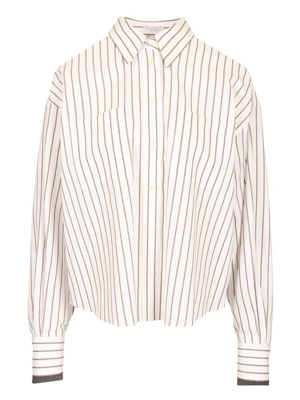 Monili-trim Stripe Cotton Shirt