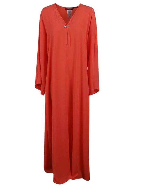 Metal Ornament V-neck Long Dress