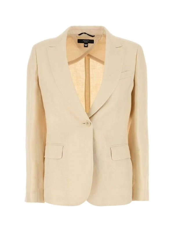 Pocket Detail Single Linen Tailored Jacket