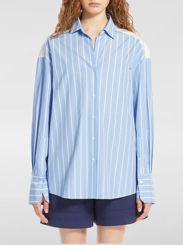 Shoulder Panel Pinstripe Cotton Shirt