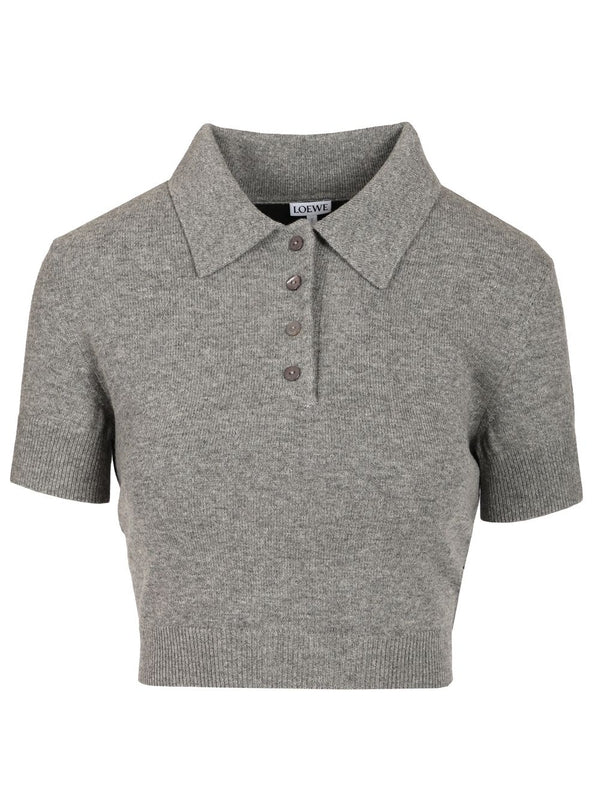 Open-Back Wool-Cashmere Polo Shirt