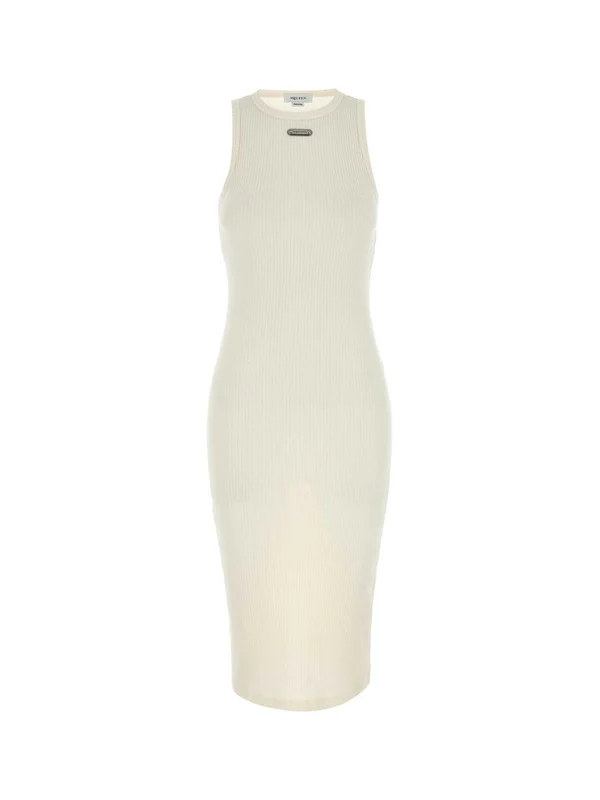 Alexander Mcqueen White Beige Midi Dress