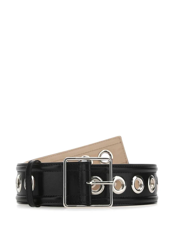 Alexander Mcqueen Black Leather Belts