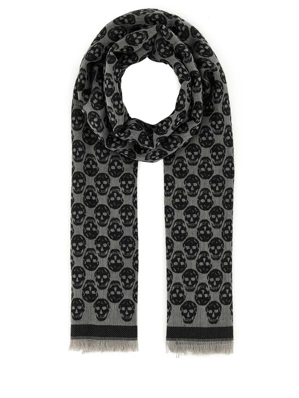 Alexander Mcqueen Grey Wool Mufflers