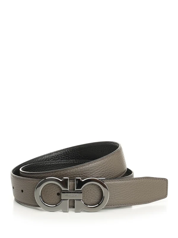 Ferragamo Grey Leather Belts