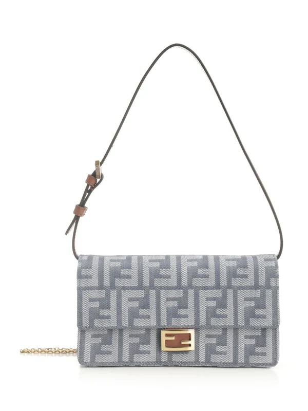 Fendi Baguette Woc Blue Crossbody & Shoulder Bags
