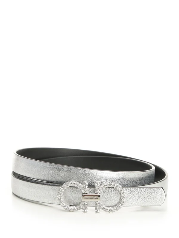 Ferragamo Silver Leather Belts