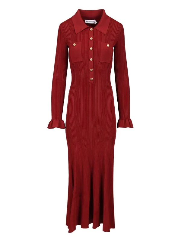 Self-Portrait Burgundy Midi Dress