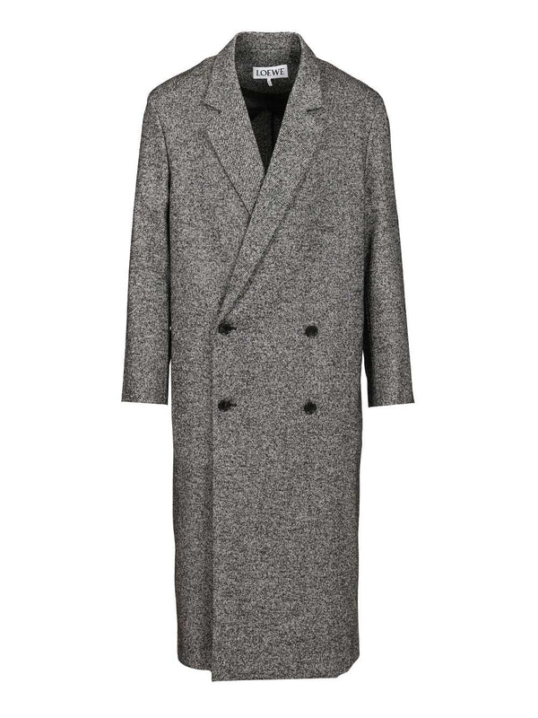 Loewe Double Breasted Grey Wool Blend Coat