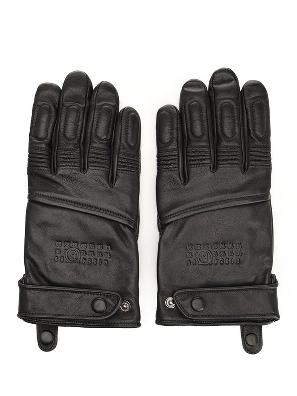 Mm6 Maison Margiela Black Leather Gloves