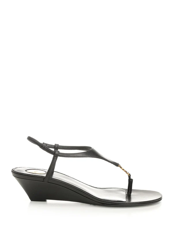 Saint Laurent Black Wedge Sandals