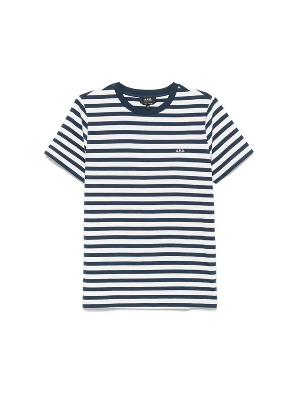 A.P.C. Blue Striped Half Sleeve