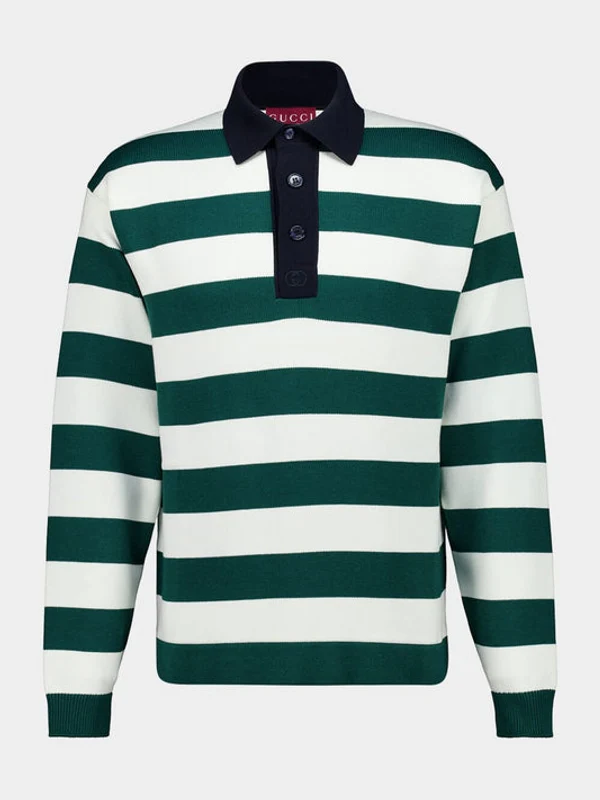 Gucci Green Striped Polo Shirts