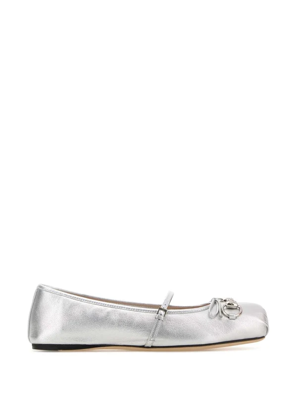 Gucci Silver Flat Shoes