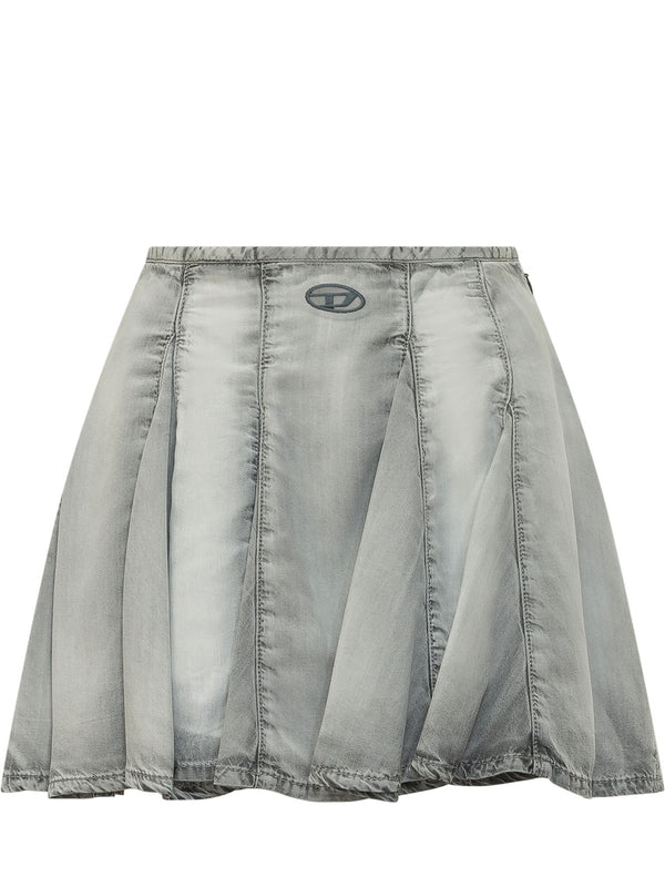 Logo Detail Pleats Mini Skirt