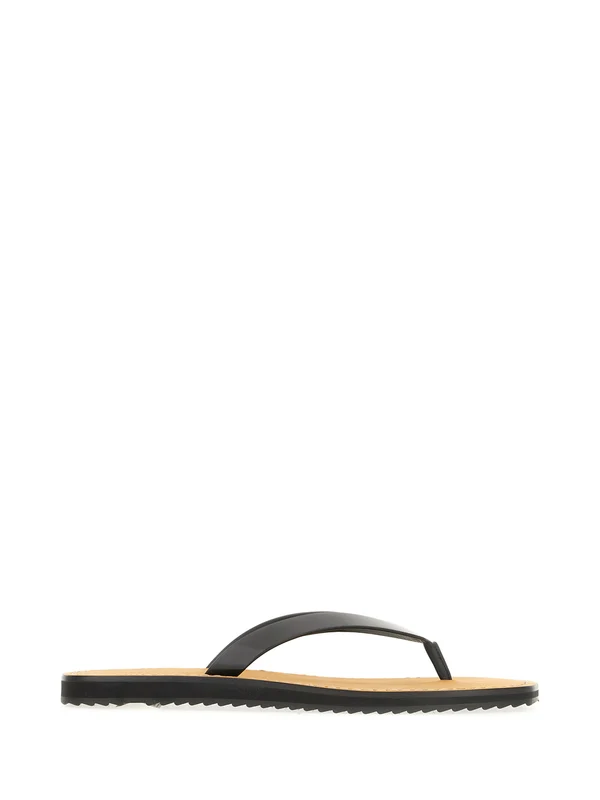 The Row Black Flip Flops