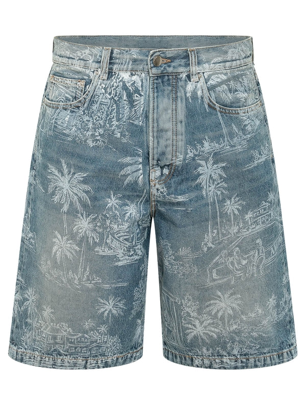 Printing Cotton Denim Shorts
