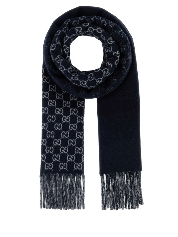 Gucci Navy Wool Mufflers