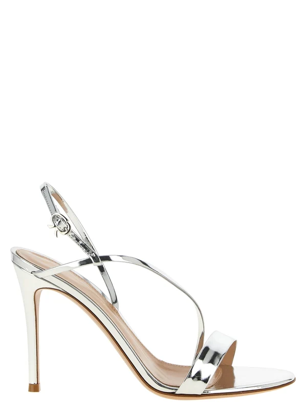 Gianvito Rossi Silver Sandal Heels