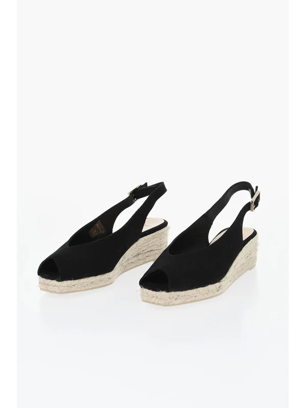 CastaƱer Black Slingback Heels