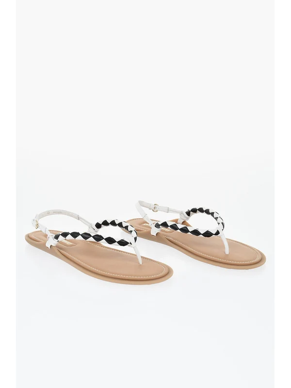 Miu Miu White Black Flip Flops