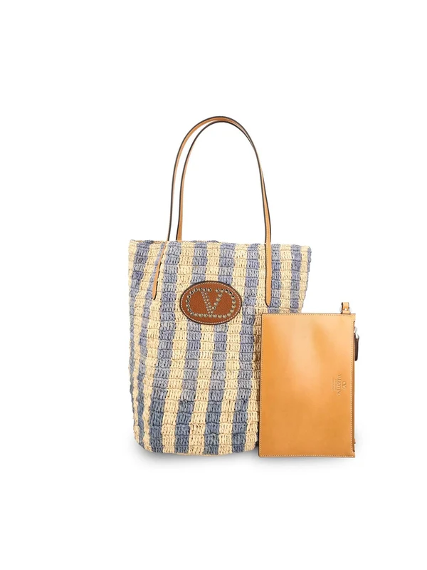 Valentino Beige Blue Tote Bags