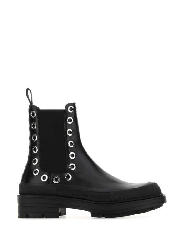 Stack Eyelet Leather Chelsea Boots