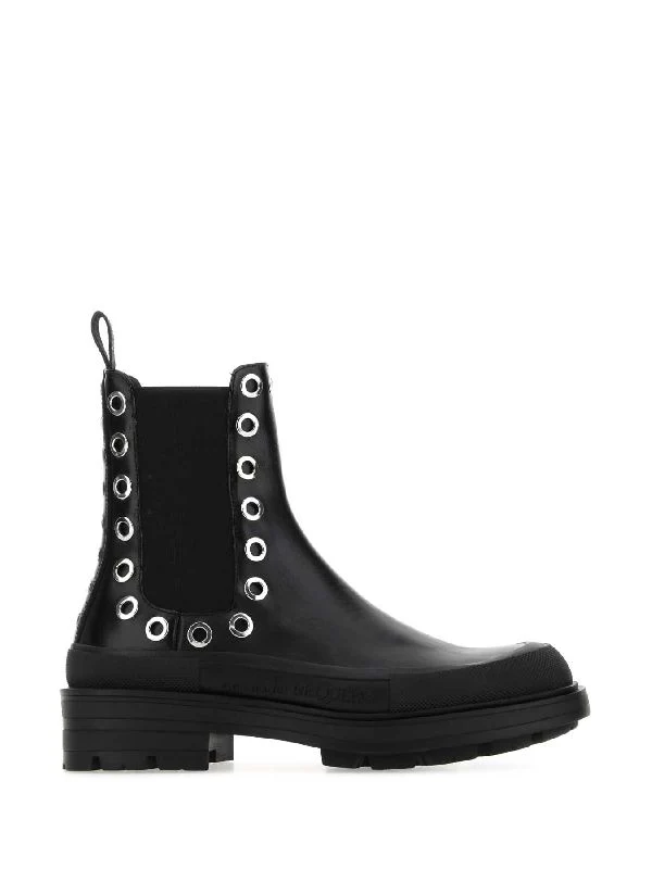 Stack Eyelet Leather Chelsea Boots